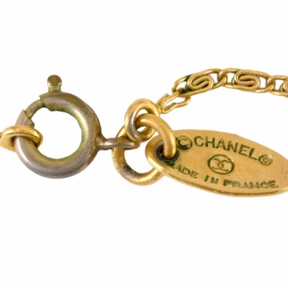 CHANEL CC Logo Necklace 16" Gold Tone Auth - Picture 6 of 6